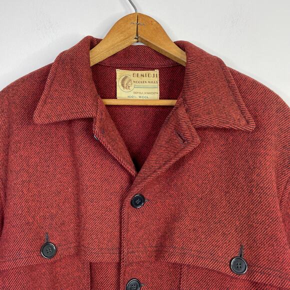 Vintage Bemidji Woolen Mills Wool Hunting Field Jac Shacket Shirt Jacket Men Red - Picture 3 of 13